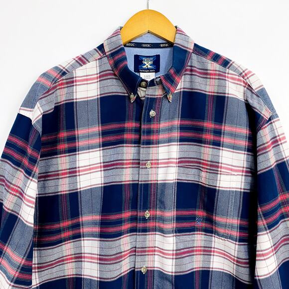 Wrangler Twenty X Men's Shirt Size XL Blue Red Plaid Button Down Casual Western - Picture 2 of 10